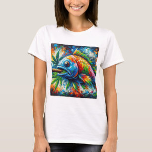 Kleurrijke Abstracte vis kunst T-shirt