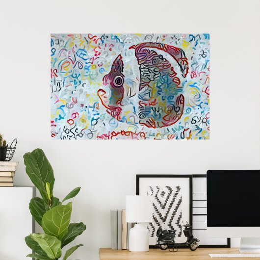Kleurrijke Abstracte vis Poster (Thuiskantoor)