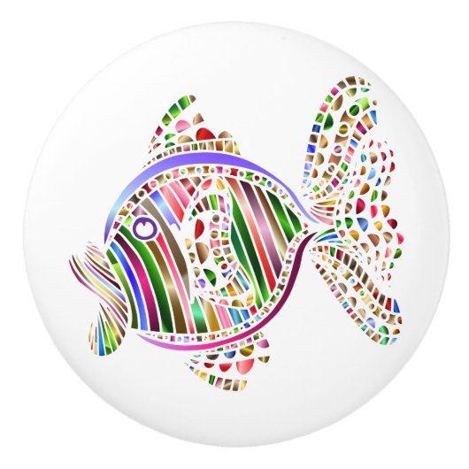 Kleurrijke Abstracte vismozaïekkunst Keramische Knop (Voorkant)