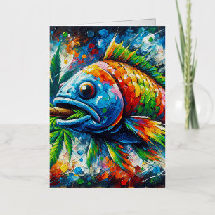 Kleurrijke Abstracte Vissen Folie Wenskaart