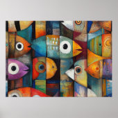 Kleurrijke Abstracte Vissen Kunst Poster (Voorkant)