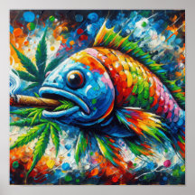 Kleurrijke Abstracte Vissen Muurdecoratie Kunst