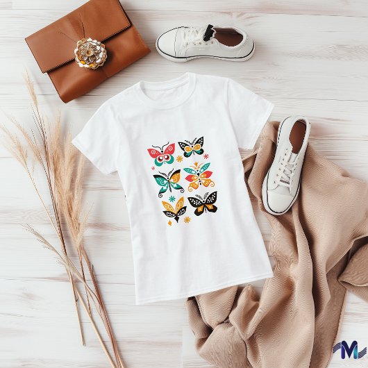 Kleurrijke Abstracte Vlinder Kunst Set T-shirt