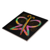 Kleurrijke Abstracte Vlinder Schildering Tegeltje (Zijkant)