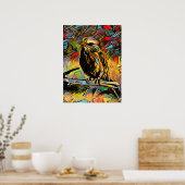 Kleurrijke Abstracte vogel Poster (Keuken)