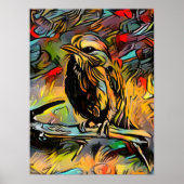 Kleurrijke Abstracte vogel Poster (Voorkant)
