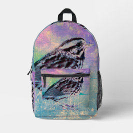 Kleurrijke Abstracte vogelkunst: levendige zangvog Bedrukte Rugzak