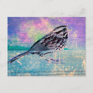 Kleurrijke Abstracte vogelkunst: levendige zangvog Briefkaart