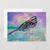 Kleurrijke Abstracte vogelkunst: levendige zangvog Briefkaart (Voorkant / Achterkant)