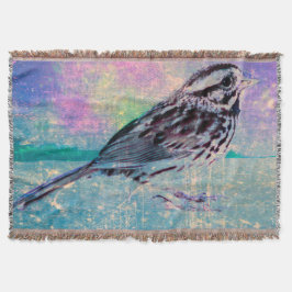 Kleurrijke Abstracte vogelkunst: levendige zangvog Deken