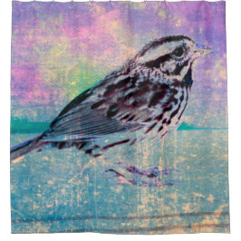 Kleurrijke Abstracte vogelkunst: levendige zangvog Douchegordijn
