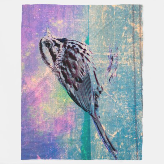 Kleurrijke Abstracte vogelkunst: levendige zangvog Fleece Deken (Voorkant)