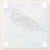 Kleurrijke Abstracte vogelkunst: levendige zangvog Glazen Onderzetter (Achterkant)