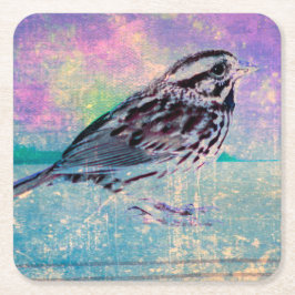 Kleurrijke Abstracte vogelkunst: levendige zangvog Kartonnen Onderzetters
