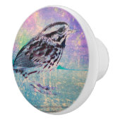 Kleurrijke Abstracte vogelkunst: levendige zangvog Keramische Knop (Rechts)