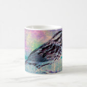 Kleurrijke Abstracte vogelkunst: levendige zangvog Koffiemok (Center)