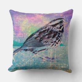 Kleurrijke Abstracte vogelkunst: levendige zangvog Kussen