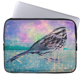 Kleurrijke Abstracte vogelkunst: levendige zangvog Laptop Sleeve