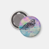 Kleurrijke Abstracte vogelkunst: levendige zangvog Magneet (Voorkant / Achterkant)