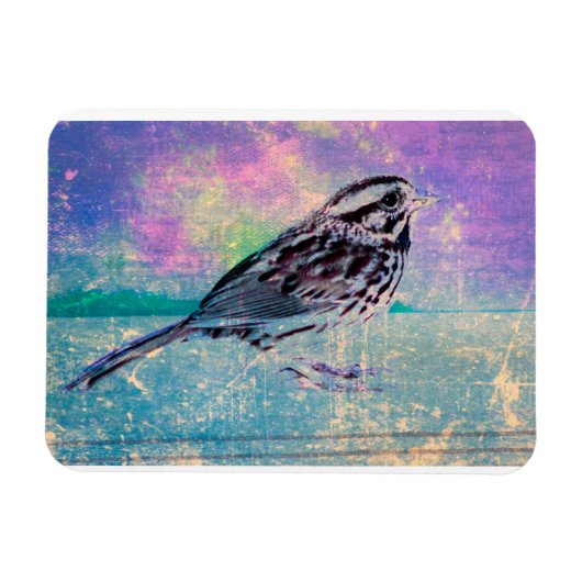 Kleurrijke Abstracte vogelkunst: levendige zangvog Magneet (Horizontaal)