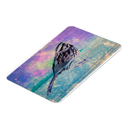 Kleurrijke Abstracte vogelkunst: levendige zangvog Magneet (Linkerzijde)