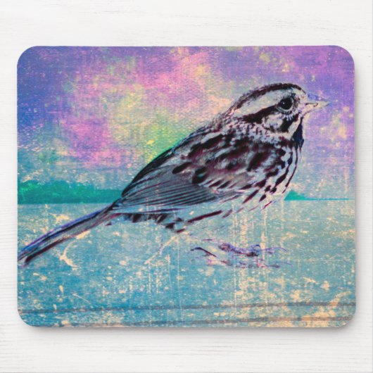 Kleurrijke Abstracte vogelkunst: levendige zangvog Muismat (Voorkant)