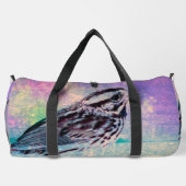 Kleurrijke Abstracte vogelkunst: levendige zangvog Plunjezak (Achterkant)