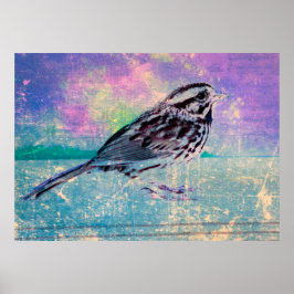 Kleurrijke Abstracte vogelkunst: levendige zangvog Poster