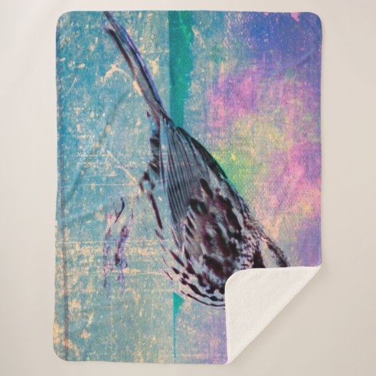 Kleurrijke Abstracte vogelkunst: levendige zangvog Sherpa Deken (Voorkant)