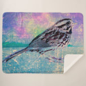 Kleurrijke Abstracte vogelkunst: levendige zangvog Sherpa Deken (Voorkant (horizontaal))