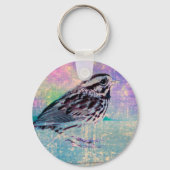 Kleurrijke Abstracte vogelkunst: levendige zangvog Sleutelhanger (Achterkant)