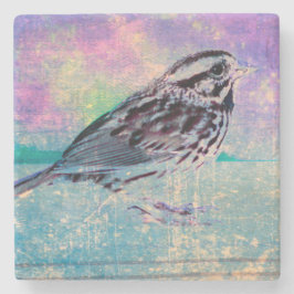 Kleurrijke Abstracte vogelkunst: levendige zangvog Stenen Onderzetter