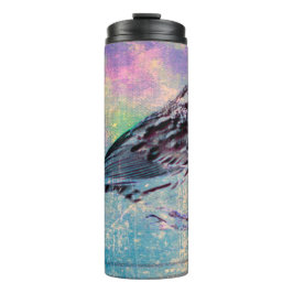 Kleurrijke Abstracte vogelkunst: levendige zangvog Thermosbeker