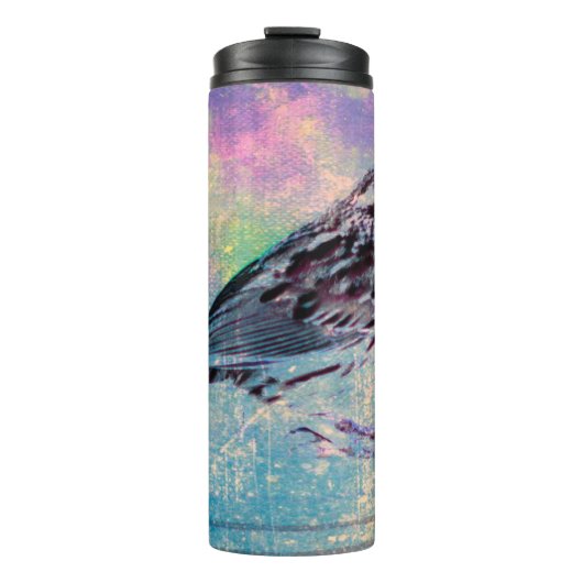 Kleurrijke Abstracte vogelkunst: levendige zangvog Thermosbeker (Voorkant)