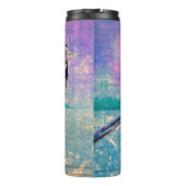 Kleurrijke Abstracte vogelkunst: levendige zangvog Thermosbeker (Achterkant)