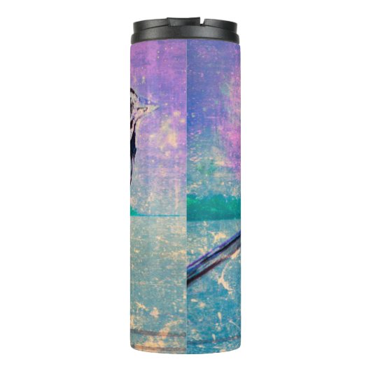 Kleurrijke Abstracte vogelkunst: levendige zangvog Thermosbeker (Achterkant)