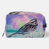 Kleurrijke Abstracte vogelkunst: levendige zangvog Toilettasje (Achterkant)