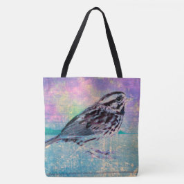 Kleurrijke Abstracte vogelkunst: levendige zangvog Tote Bag