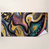 Kleurrijke Abstracte vogelschilderij Strandlaken (Voorkant)