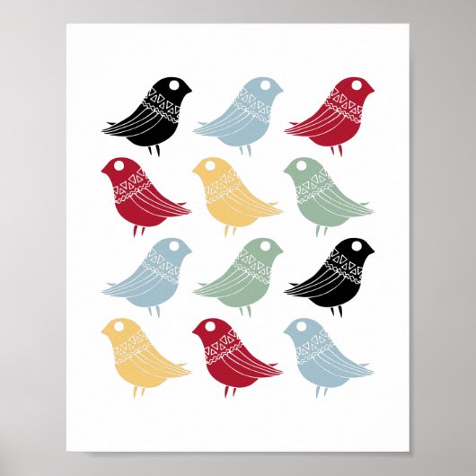 Kleurrijke Abstracte vogelstand uit het midden van Poster (Voorkant)