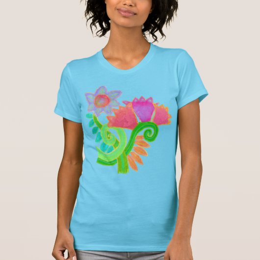 Kleurrijke Abstracte, voor Floral geschikte kunst T-shirt (Voorkant)