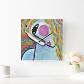 Kleurrijke Abstracte  voor schilderen Vierkante Klok (Huis)