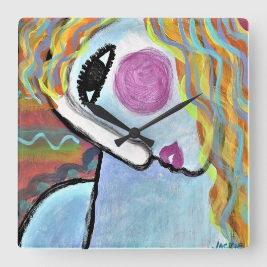 Kleurrijke Abstracte  voor schilderen Vierkante Klok (Voorkant)