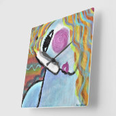 Kleurrijke Abstracte  voor schilderen Vierkante Klok (Hoek)