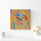 Kleurrijke Abstracte voor schilderen Vierkante Klok (Huis)