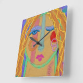 Kleurrijke Abstracte voor schilderen Vierkante Klok (Hoek)