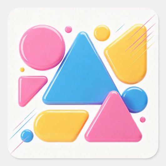 Kleurrijke Abstracte Vorm Sticker (Voorkant)