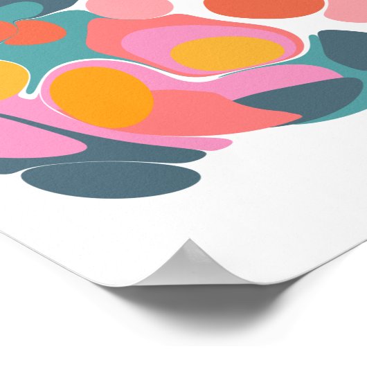 Kleurrijke Abstracte vormen in Blauwgroen roze en  Poster (Hoek)