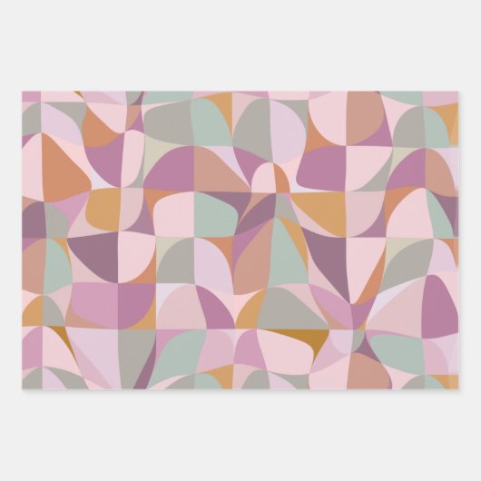 Kleurrijke Abstracte vormen in Plum Earth Tones Inpakpapier Vel (Voorkant 2)
