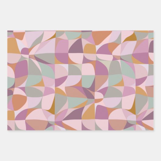 Kleurrijke Abstracte vormen in Plum Earth Tones Inpakpapier Vel (Voorkant)